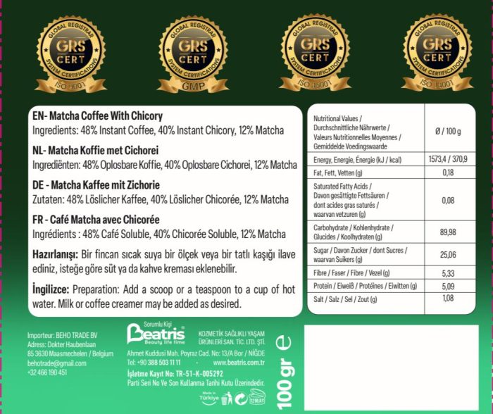 Maca Hindiba detox kahvesi matcha detoks - Görsel 3