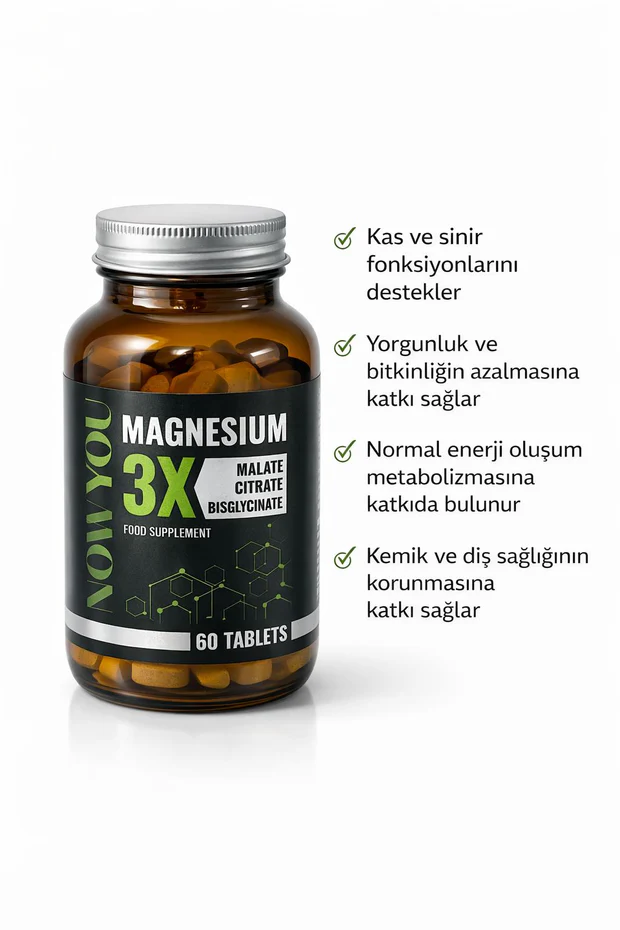 magnesium Magnesium Malate Citrate Bisglycinate 60 Tablets - Görsel 1